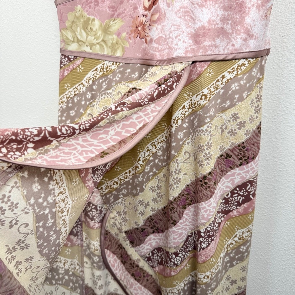 Mixit Womens Floral Patchwork High Low Ruffle Hem Midi Dress Mauve Size 14 NWT - Picture 7 of 10